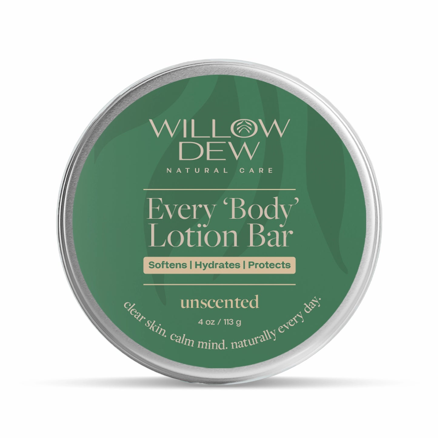 WillowDew Every Body Lotion Bar unscented organic lotion bar for sensitive dry skin