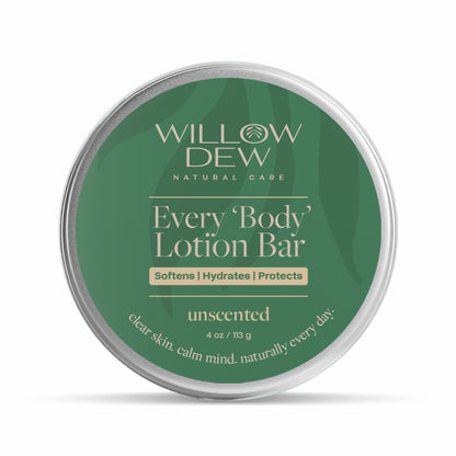 WillowDew Every Body Lotion Bar unscented organic lotion bar for sensitive dry skin