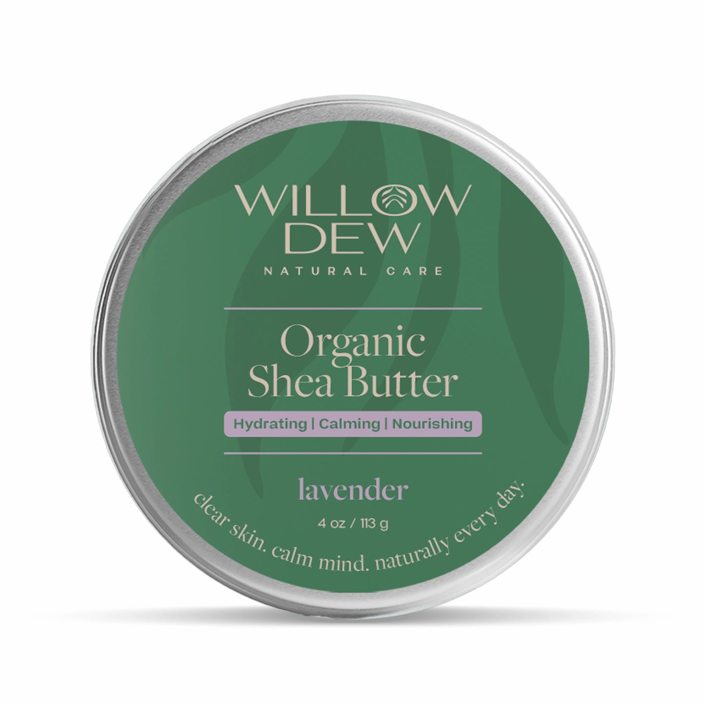 WillowDew organic shea butter lavender moisturizer for calming hydrating and nourishing skin
