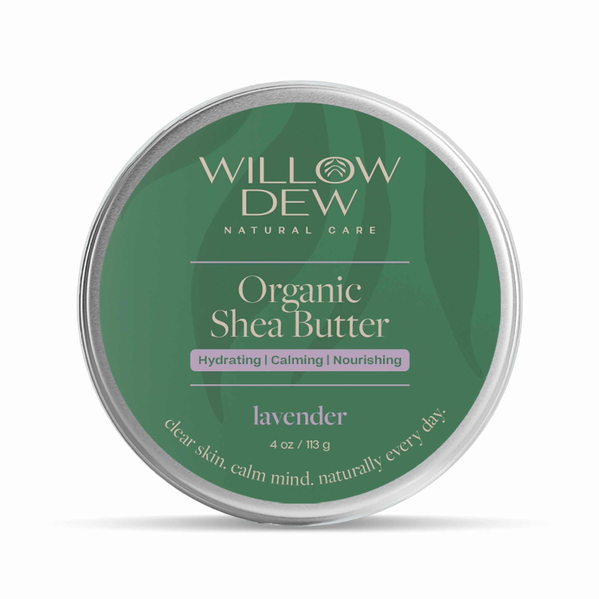 WillowDew organic shea butter lavender moisturizer for calming hydrating and nourishing skin
