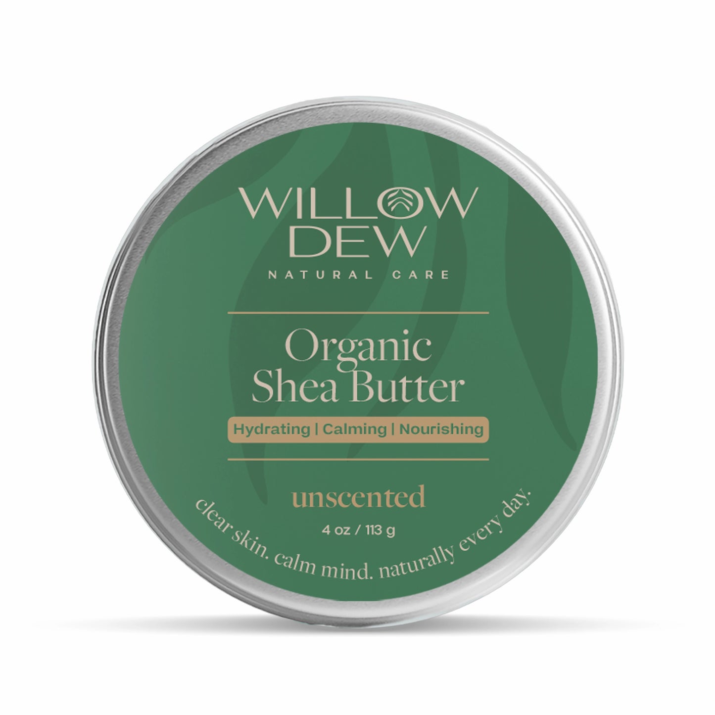 WillowDew organic shea butter unscented moisturizer for sensitive dry skin hydration