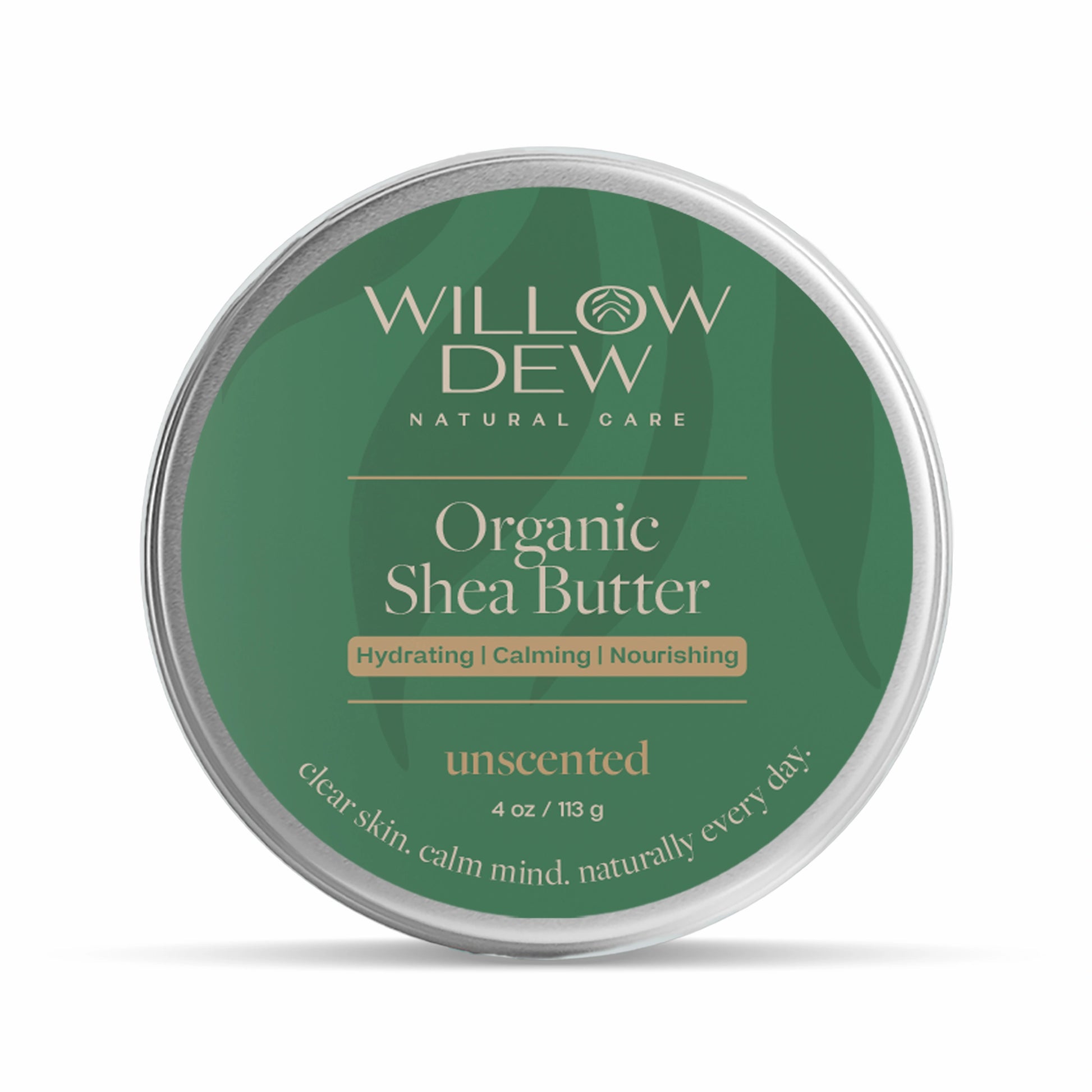 WillowDew organic shea butter unscented moisturizer for sensitive dry skin hydration