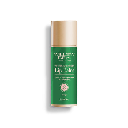 WillowDew rose lip balm for moisturizing dry chapped lips with natural botanical ingredients