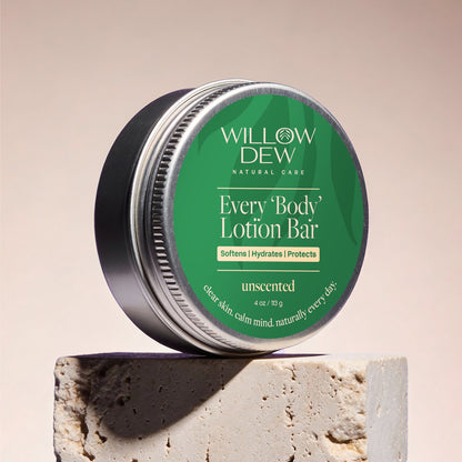 Natural organic lotion bar for dry sensitive skin hydration